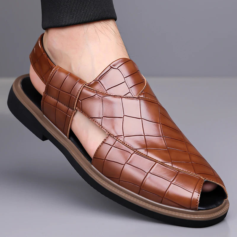 Men's Summer Breathable Soft-Soled Roman Sandals Anti-Slip Comfortable Slip-On Casual Covered-Toe Shoes-2021