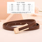 Ladies fashion cowhide leather belt; thin waist belt; versatile decoration; slimming dress; suit accessory; belt for women