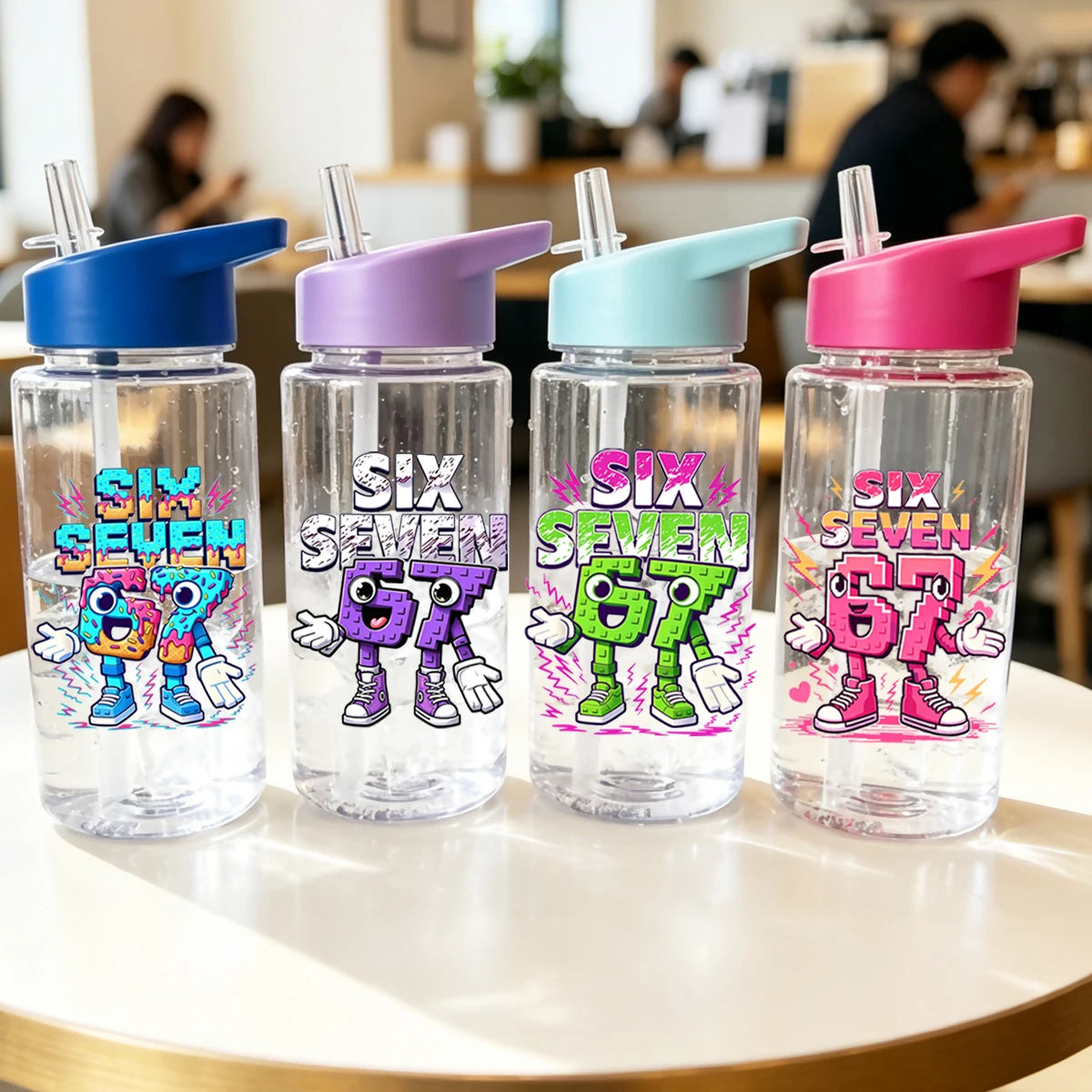 1 Piece 500ml (17 fl oz) 67 Printed Straw Cup, Summer Water Bottle, BPA Free, Portable Sports Outdoor Cup, Perfect Holiday Gift
