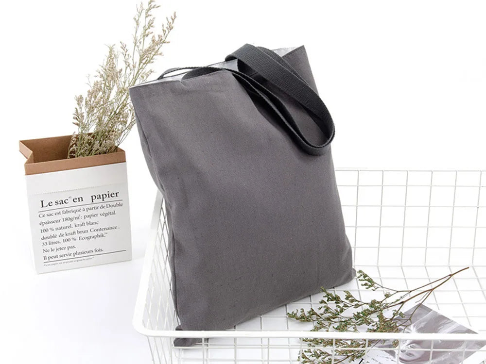 Canvas Cotton bag grocery handbag Foldable Fabric tote bag portable Storage organizer Shopping bag for woman Cloth organizer bag