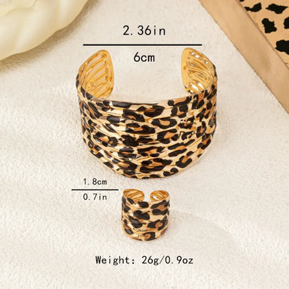 bracelet ring two-piece set for women Personality exaggerated leopard print geometric irregular female fashion jewelry BS027