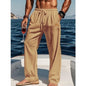 2024 Spring/Summer New Men's Cotton Pants Summer Fashion Casual Solid Color Loose Plus Size S-5XL Jogger Trousers