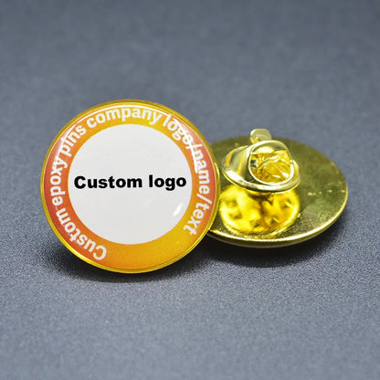 Shirley Custom 100pcs Metal Badges Lapel Pins Epoxy Resin Domed Printed Label Pins Name Alfileres Personalizados Para Cuello