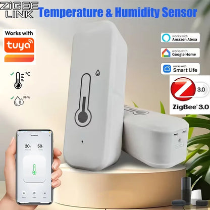 Tuya Zigbee 3.0 Wireless Temperature Humidity Sensor Smart Humidity Detector APP Monitor Voice Control Alexa Google Assistant