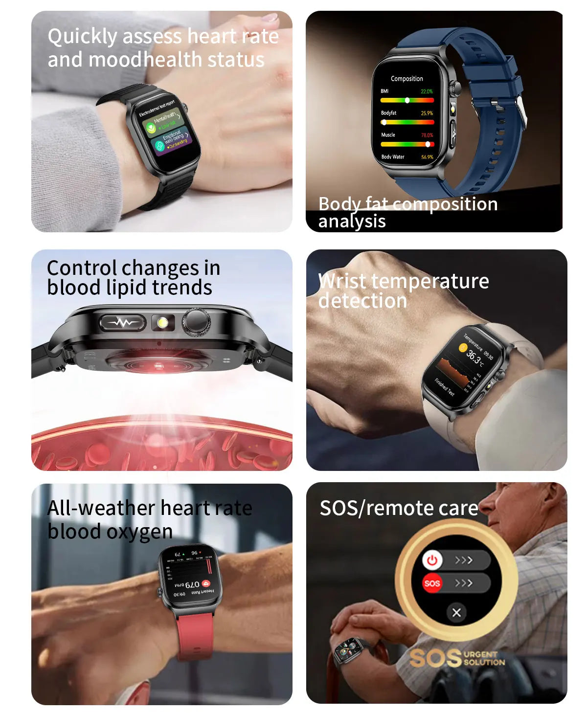 New Blood Lipids Uric Acid Blood pressure Smart Watch Men ECG+PPG Fitness Tracker Clock Heart Rate Bluetooth call Smart watches