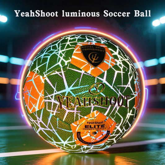 Luminous Reflective Soccer Ball Size 5 - Holographic Football, Cool Long-Lasting Glow, Durable Synthetic Leathe