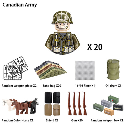 WWII Infantry Military Soldier War National Army Mini Gun armament Models Building Blocks Building Blocks Toys for Kids