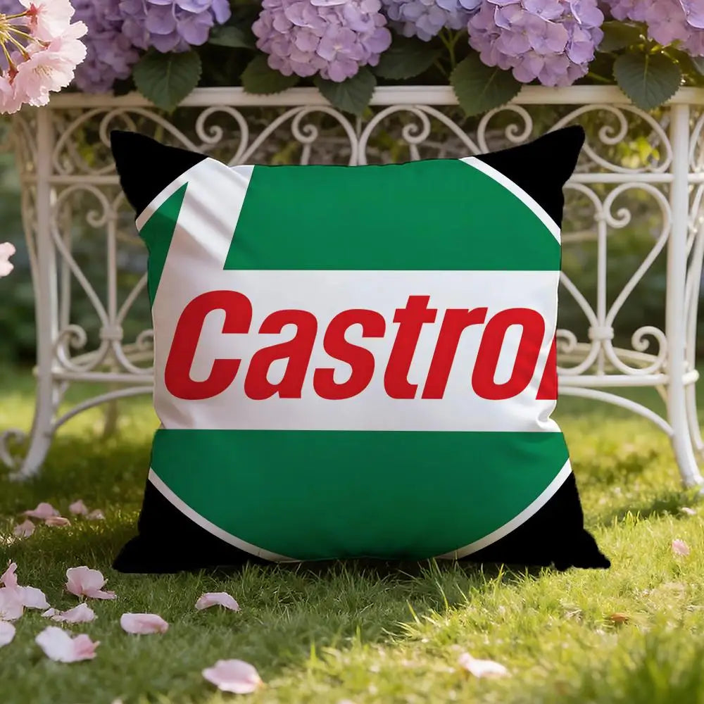 Logo C-Castrol Cushion Cover Home & Car Dual-Scene Pillow Cover: Reversible for Premium Comfort