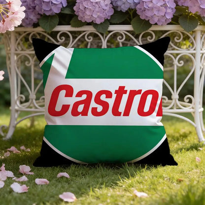 Logo C-Castrol Cushion Cover Home & Car Dual-Scene Pillow Cover: Reversible for Premium Comfort
