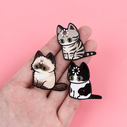 "Loading" Black Cat Enamel Pin Cute Brooch Pines Lapel Pins Badge on Backpack Clothing Accessories Animal Jewelry Friends Gifts