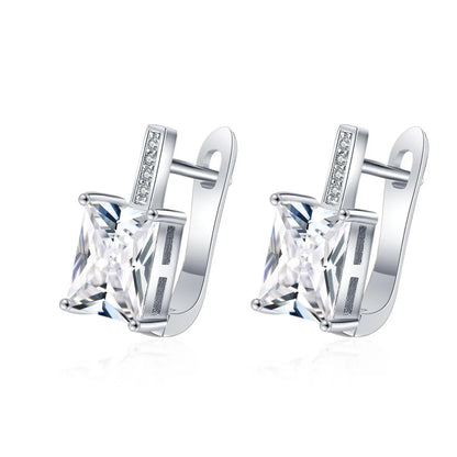 925 Sterling Silver Earrings Jewelry High Quality Retro Simple Pattern Purple White Zircon Earrings Hot Sale