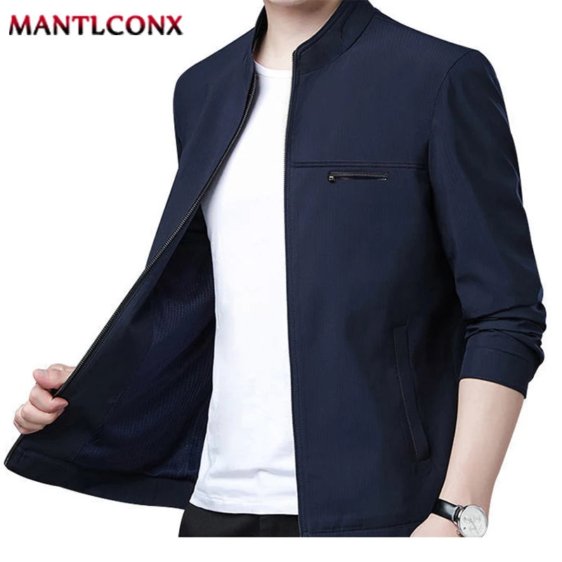 Spring Autumn Men's Jacket Thin Casual Business Jacket Men Office Dress Coat Man Social Jackets for Men Outerwear Black M-XXXL