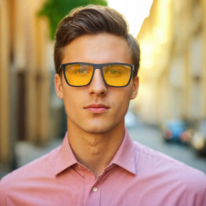 ZENOTTIC Retro Polarized Sunglasses for Men Lightweight TR90 Frame UV400 Protection Square Sun Glasses Night Vision Goggles
