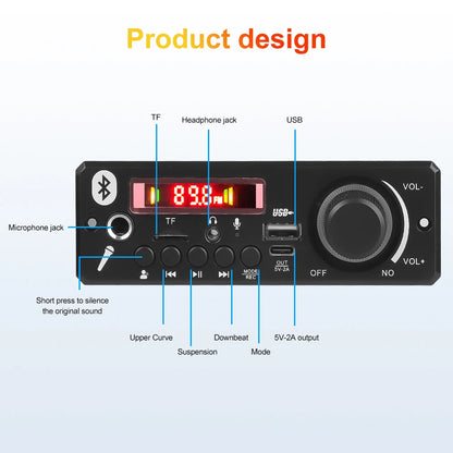 160W Amplifier Bluetooth MP3 WMA  APE Decoder Board 12V 40W Handsfree Car Audio Microphone USB TF FM Radio DIY Mp3 Music Player