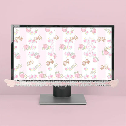 Bow Lace Cute Table Screen Decorative Computer Monitor Decorative Stickers Gaming Room Frame Display Screen Decorative Ornaments