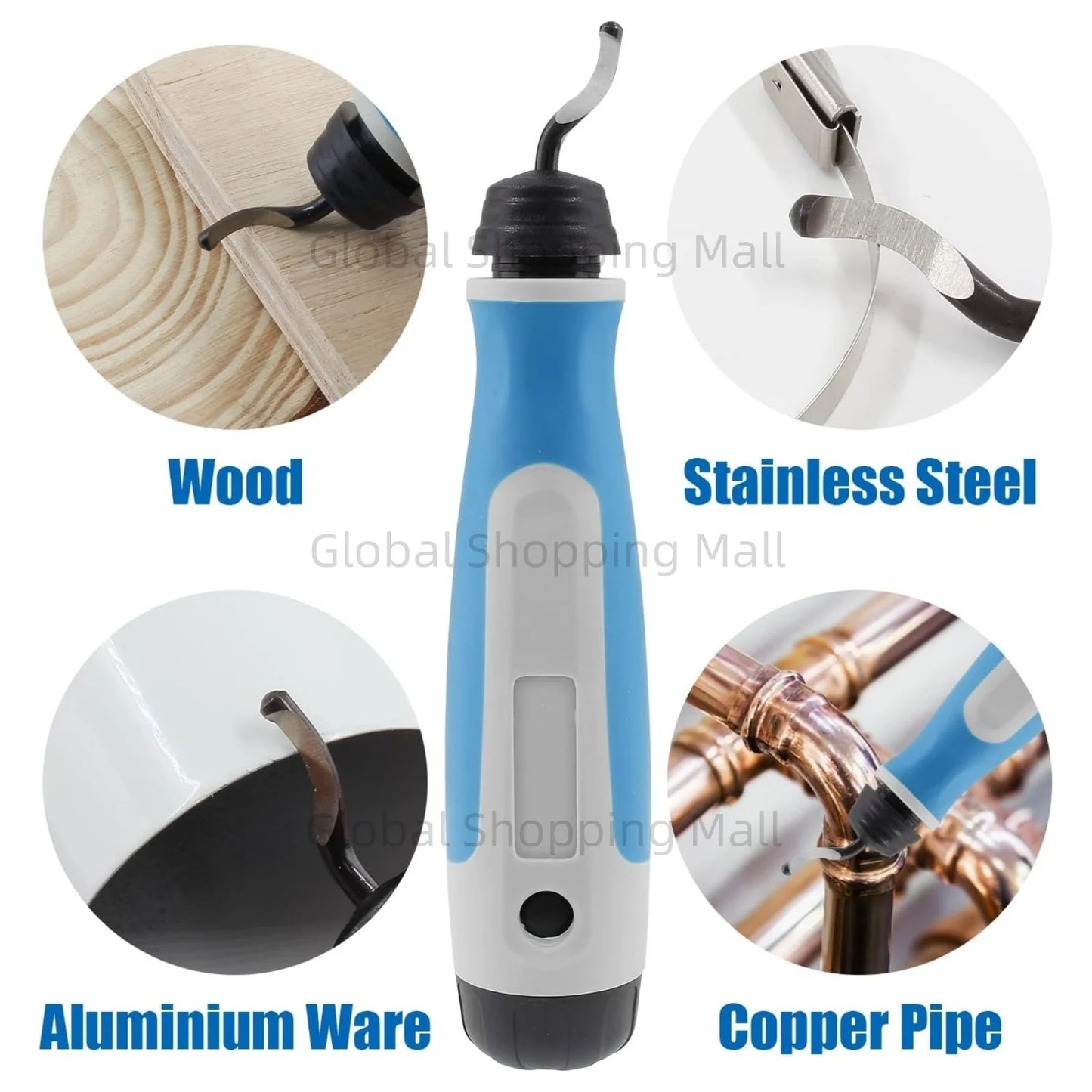 Deburring Tool Kit NG1000 Edge Deburring Cutter Set Plastic Handle & 11pcs BS1010 Blades Burr Remover for Metal Plastic Wood
