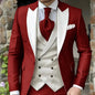 Pink Men's Elegant Peak Lapel Tuxedo 3-Piece Suit with Blazer Vest And Pants Set for Formal Business Prom Grooming