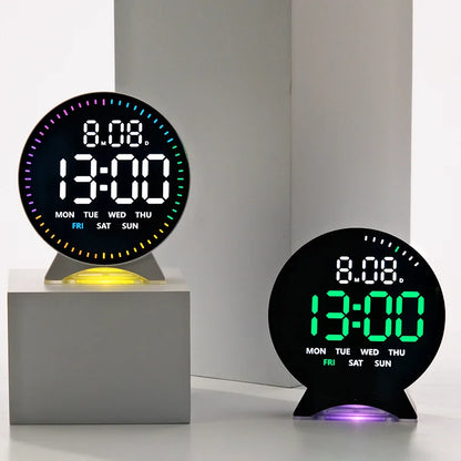 Digital Alarm Clock Week Date Second Hand Display Mood Light Dual Alarm Auto Dimmable Snooze Table Clock 12/24H DST LED Clock
