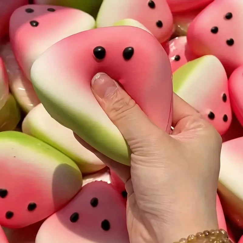 Pink Green Watermelon Squishy Squeeze Fidget Toy Super Soft Playful Texture Stress Anxiety Relief Sensory Toy Birthday Gift