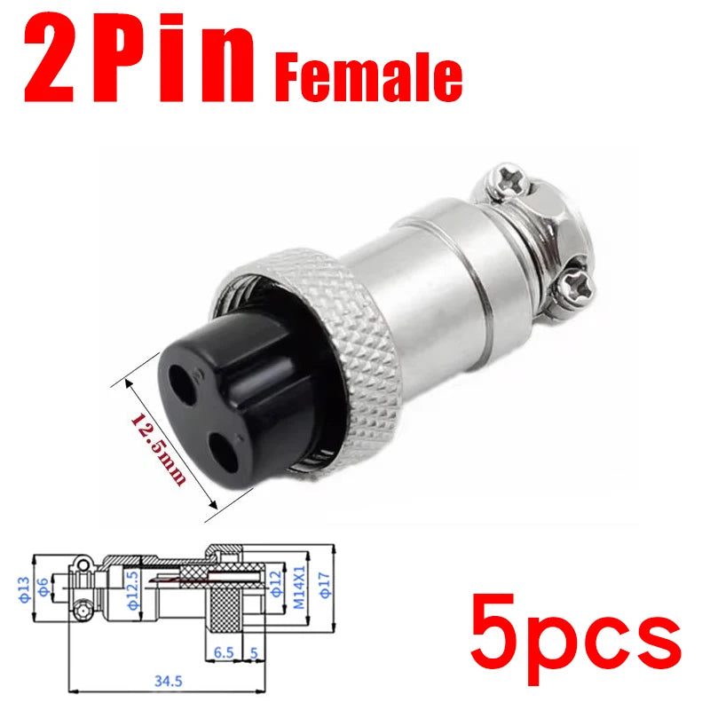 5pcs GX16 2/3/4/5/6/7/8/9/10Pin 16MM Male Female Circular Aviation Connector Plug Socket Screw Panel Mount Connector
