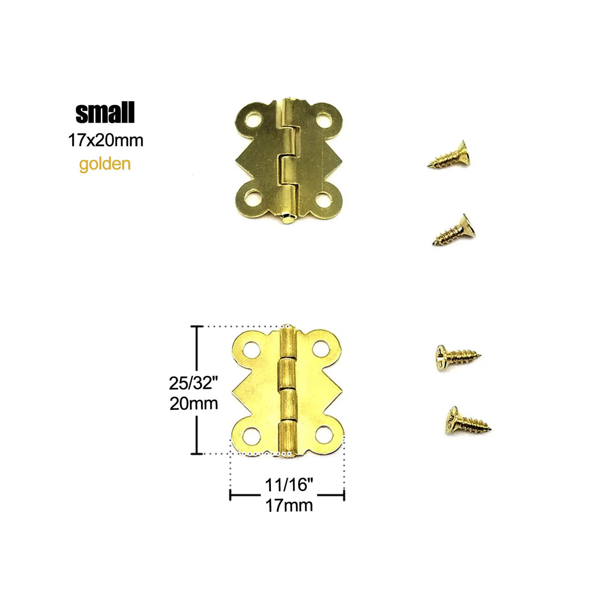 12pcs Mini Butterfly Shape Jewelry Chest Gift Wine Wooden Box Case Furniture Dollhouse Door Hinge with Screw 17x20 20x25 25x30mm