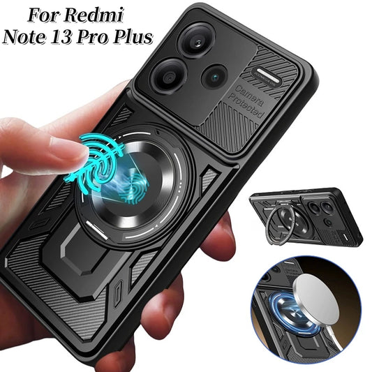 For Redmi Note 13 Pro Plus Case Armor Shockproof Phone Cover for Xiaomi Redmy Note13 Pro + Plus 5G Car Magnetic Holder Funda