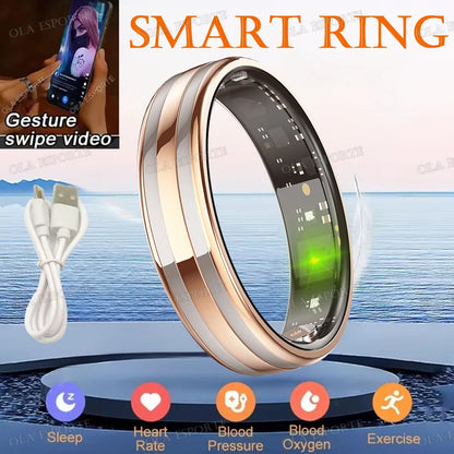 Men Women Smart Ring 5ATM Waterproof Pedometer Multi-function Ring Heart Rate Blood Pressure Monitor Health Smart Ring 2025 New