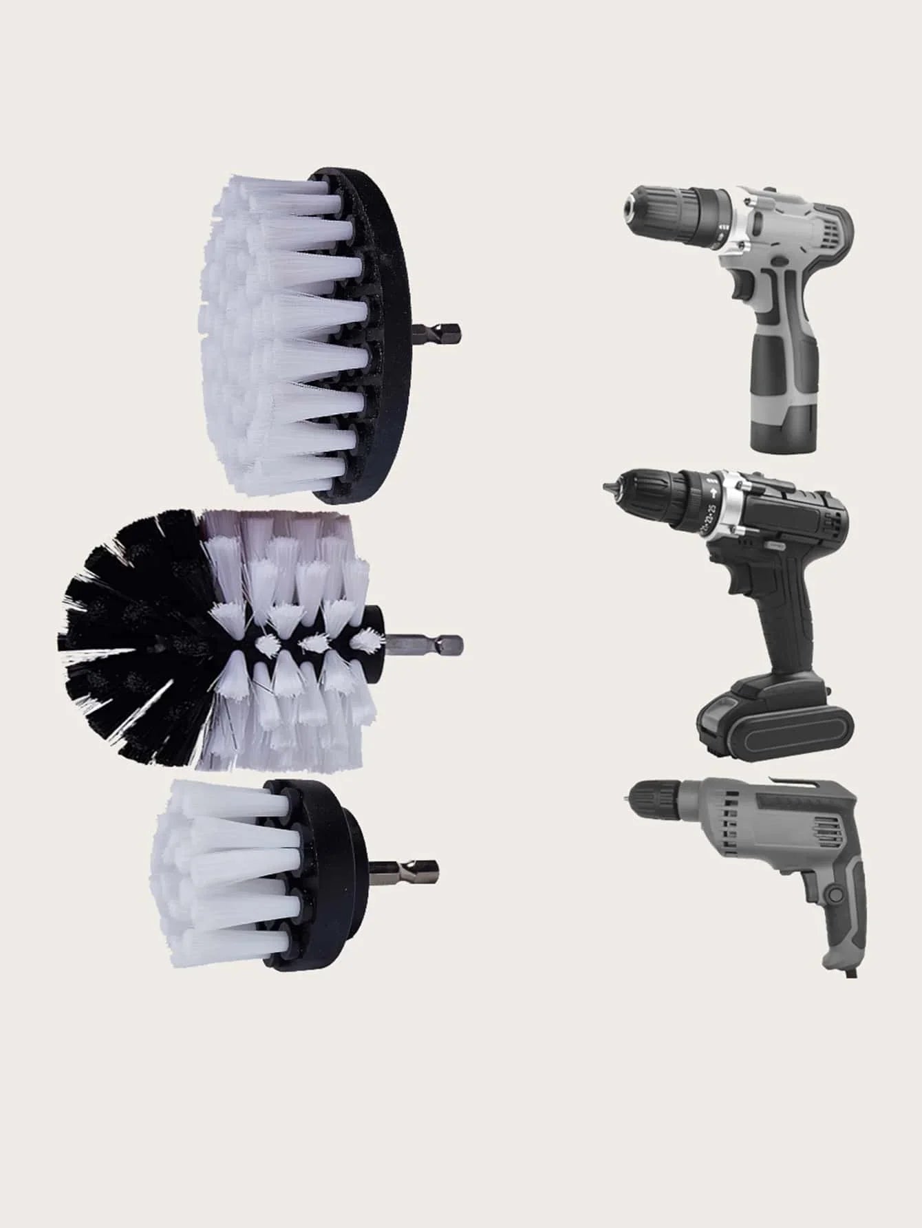 3Pcs/Set Electric Scrubber Brush Drill Brush Kit Plastic Round Cleaning Brush For Carpet Glass Car Tires Nylon Brushes