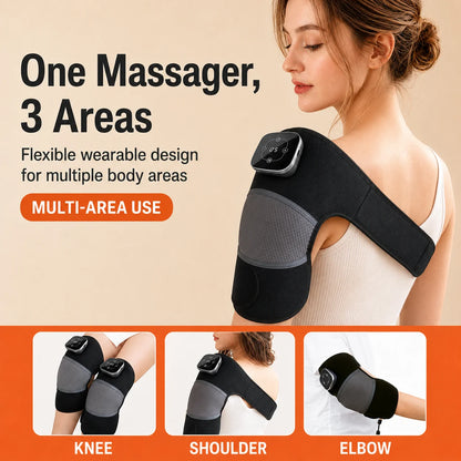 Cordless Heated Knee Massager, 5 Heat Levels 3 Vibration Levels, Magnetic Controller, Mugwort Wrap for Knee Shoulder Elbow Brace