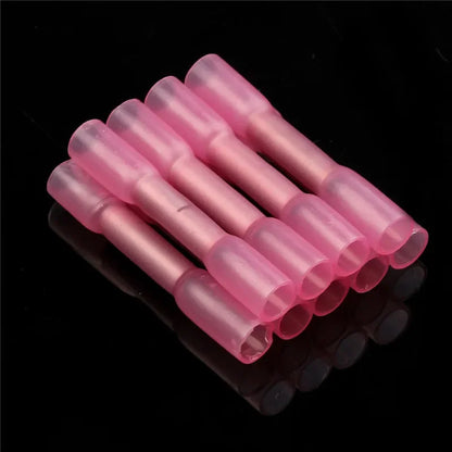 50/200/500pcs Heat Shrink Butt Cable Wire Crimp Connector 0.5-1.5mm2 Electrical Terminals Quick Connector BHT1.25 Red 22-18 AWG