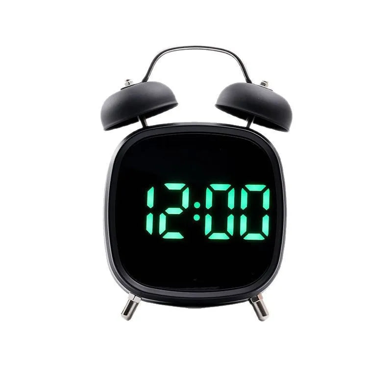 Voice Control Digital Alarm Clock Double Bell Super Loud for Heavy Sleeper Night Mode 12/24H Night Anti-disturb Table LED Clock