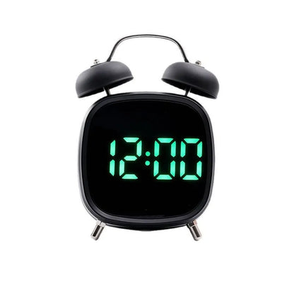 Voice Control Digital Alarm Clock Double Bell Super Loud for Heavy Sleeper Night Mode 12/24H Night Anti-disturb Table LED Clock