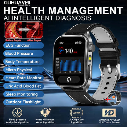 2026New Laser Therapy Care SmartWatch ECG Health Monitor Blood Lipids Uric Acid Heart Rate Tracking Fitness Smartwatch Men Women