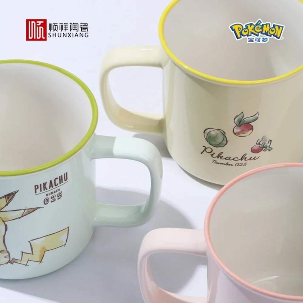 SHUNXIANG Pokémon Licensed Pikachu Ceramic Mugs Kawaii Pattern Breakfast Milk Cup Kids Coffee Cups Drinkware Gift