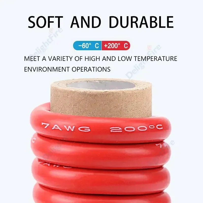 Silicone Cable Solar Panel Electrical Wire Heat Resistant Red Black 24 22 20 18 16 14 12 10 8 6 4 awg gauge for Car Auto Battery