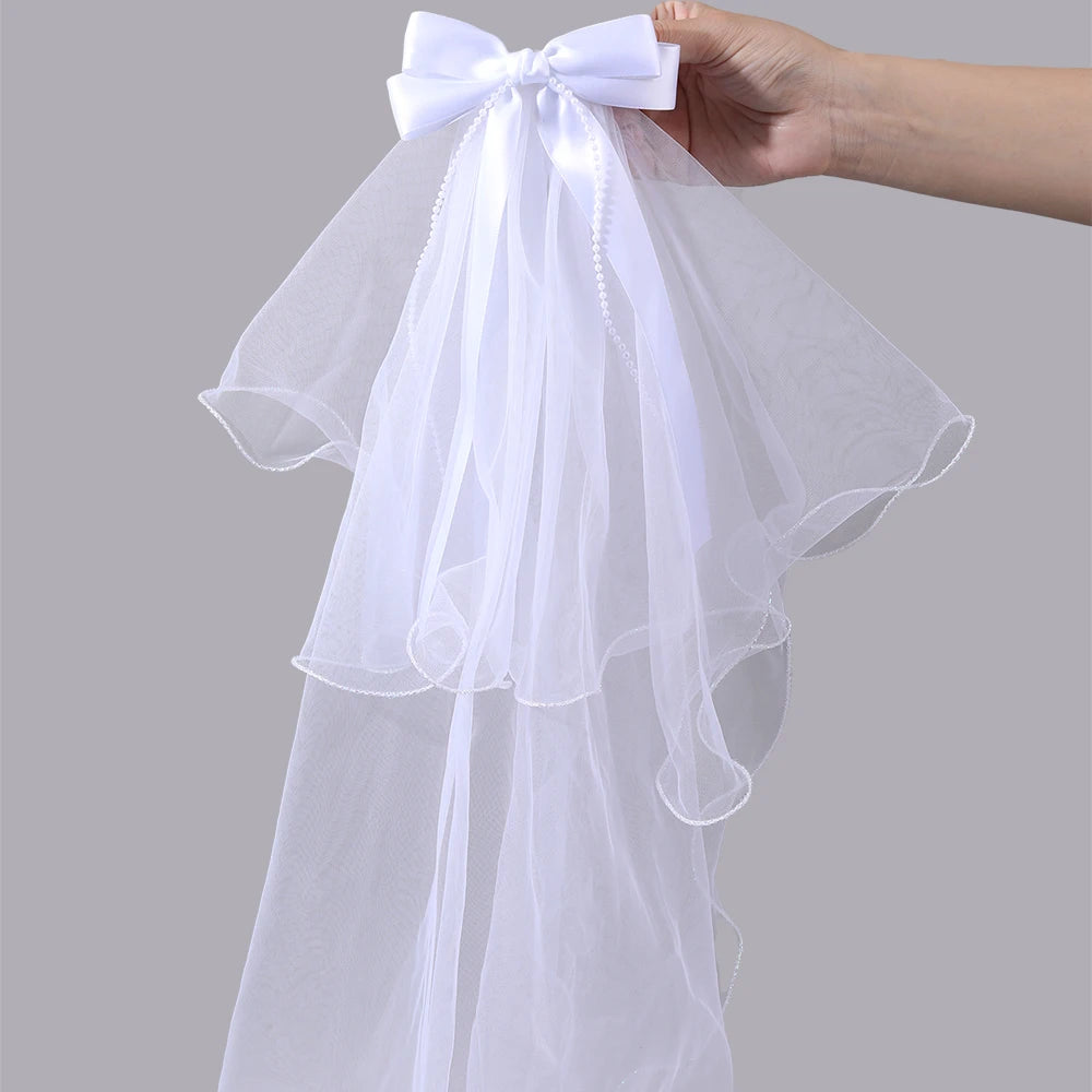 White Tulle Hair Clips For Girls Fairy Mesh Bow Large Hairpin Flower Barrette Summer Party Wedding Women Headdress Accessories