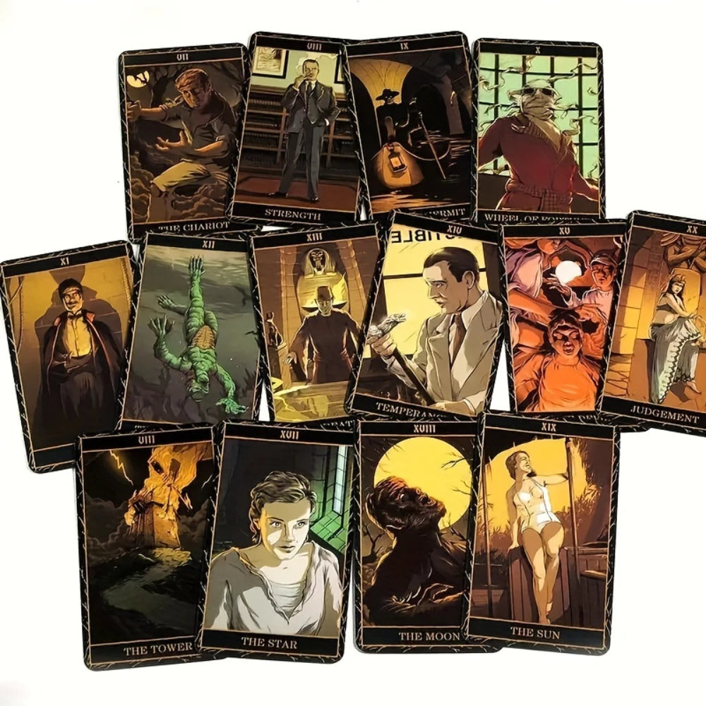 1 Set of Monster Tarot Cards - Divination Board Game, Family Gathering Entertainment Cartridge Guide, Including Frankenstein, Dr