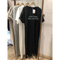 Summer Thin Plus Size Loose Short Sleeved Dress Women 2025 New Letter Printed Simple Round Neck Dress