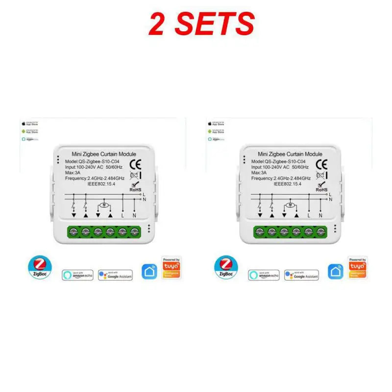 Tuya ZigBee/WiFi Smart Curtain Switch Mini Module For Roller Shutter Blinds Motor QS-S10-C04/ECC02 Switches Support Alexa Google