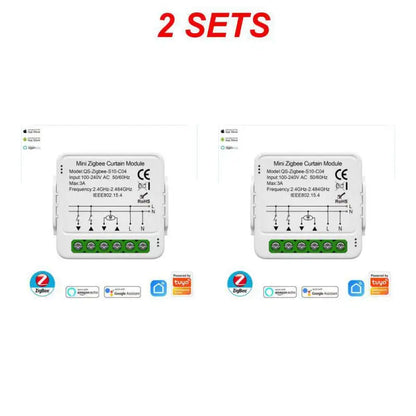 Tuya ZigBee/WiFi Smart Curtain Switch Mini Module For Roller Shutter Blinds Motor QS-S10-C04/ECC02 Switches Support Alexa Google