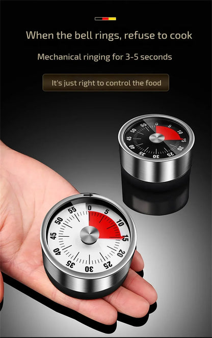 Stainless Steel Timer Kitchen Magnet Mechanical Egg Timer Home Baking Cooking Alarm Clock