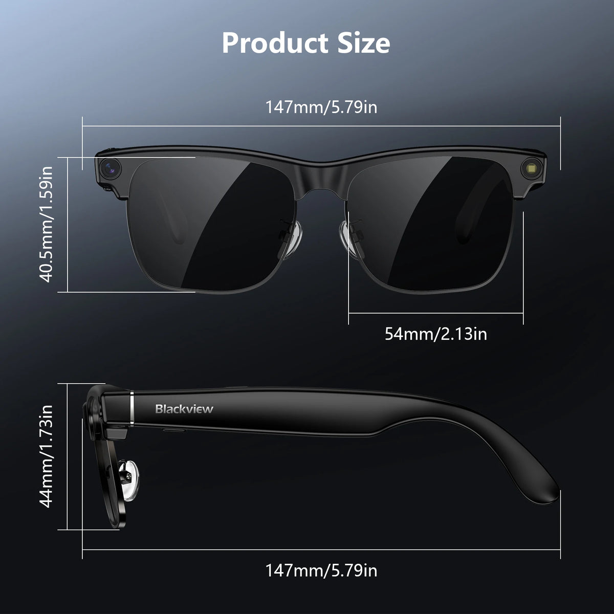 Blackview AI Smart Glasses 1200W 4K HD Camera Glasses Electronics Bluetooth Call AI Translation Voice Assistant Stereo Speaker