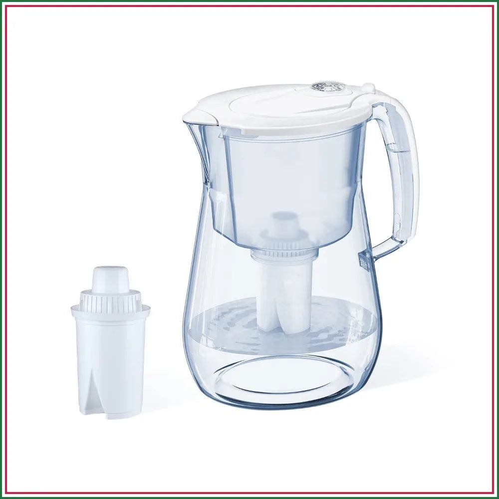 12 Cup Water Filter Pitcher with B15 Filter, Reduces Chlorine & Heavy Metals, Fast Flow, BPA-Free, Dishwasher Safe, White