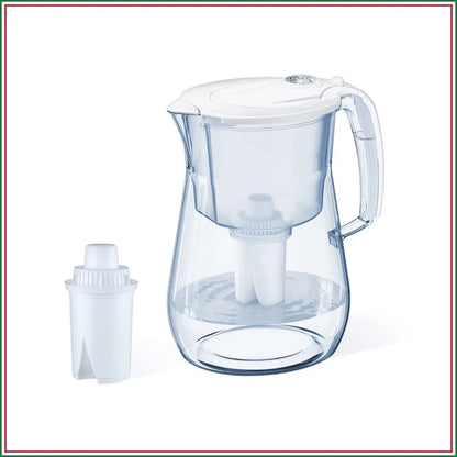 12 Cup Water Filter Pitcher with B15 Filter, Reduces Chlorine & Heavy Metals, Fast Flow, BPA-Free, Dishwasher Safe, White