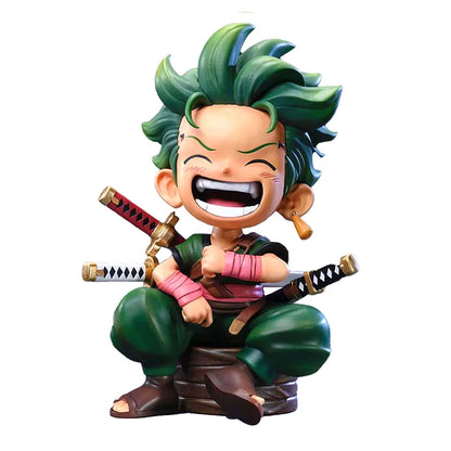 Anime peripheral series new ONE PIECE Luffy Solon Sanji Q-version sitting posture model figurine toy for children birthday gifts