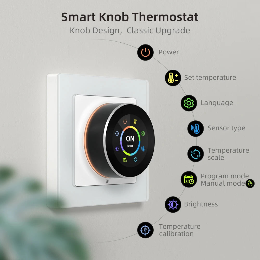 AVATTO WiFi Smart Knob Thermostat Temperature Controller For Water Gas Boiler Electric Heating Works With Tuya Alexa Google Home