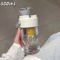 600/800ml Large Capacity Sports Water Bottle With Hidden Straw Portable Sealed Leak-Proof Plastic Cup Outdoor Travel Camping
