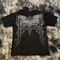 imited Stock Men's Harvester Skull T-Shirt Gothic Wings Cross Print  Vintage Streetwear Soft Breathable FabricL