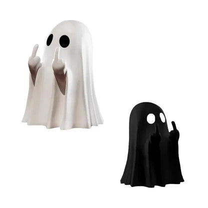 Halloween Middle Finger Ghost Statue Small Halloween Decor for Home Centerpiece for Coffee Table, Adorable Horror Figure