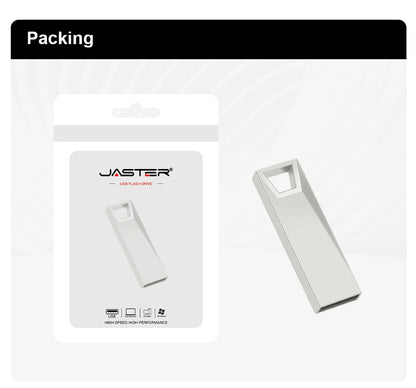 JASTER Metal USB Flash Drive 128GB Business Gift Memory Stick 64GB Free Key Chain Pen Drive 32GB Silver Flash Disk 16GB 8GB 4GB